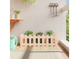 Vidaxl Canteiro Elevado C/ Design De Cerca 100x30x30 Cm Pinho Maciço
