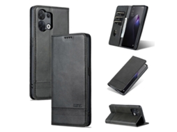 Capa De Celular Flip De Couro Com Textura De Bezerro Magnética Azns Para Oppo Reno9 / Reno9 Pro
