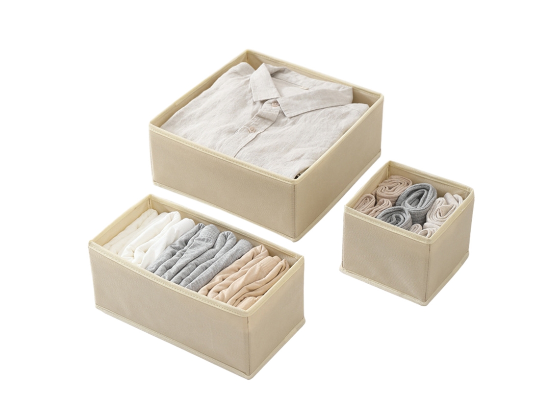 Caixa de Arrumação Dobráveis Roupa NEVEANCE Bege (43x14x4cm)