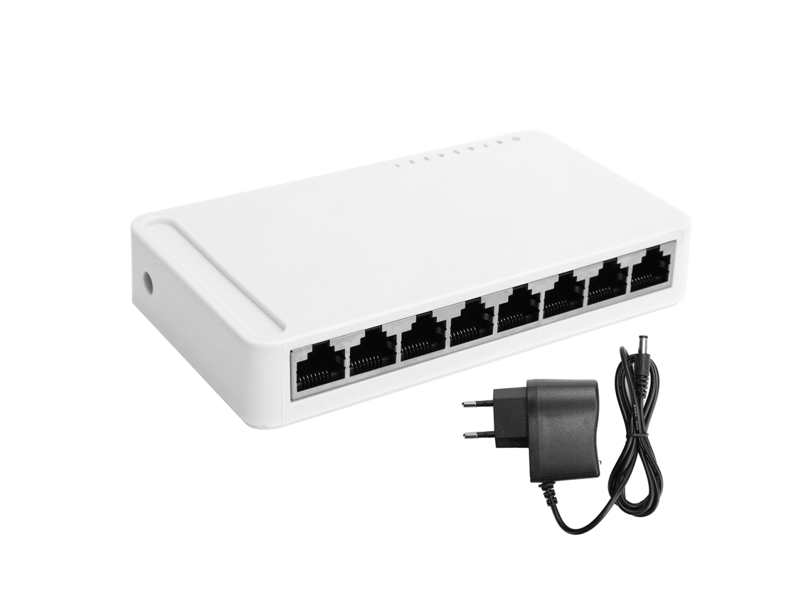 Aetheria switch Ethernet Gigabit 8 Portas 10/100/1000mbps Rj45 com Plugue Eu 100‑240v