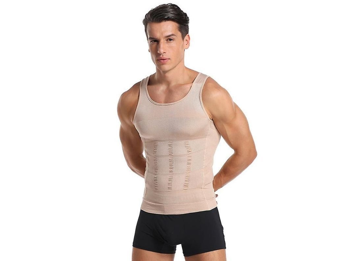 Colete Compressiva Masculina para Modelar Torso, Achatamento de Peito e Barriga, Suporte Lumbar e Postura Cor da Pele