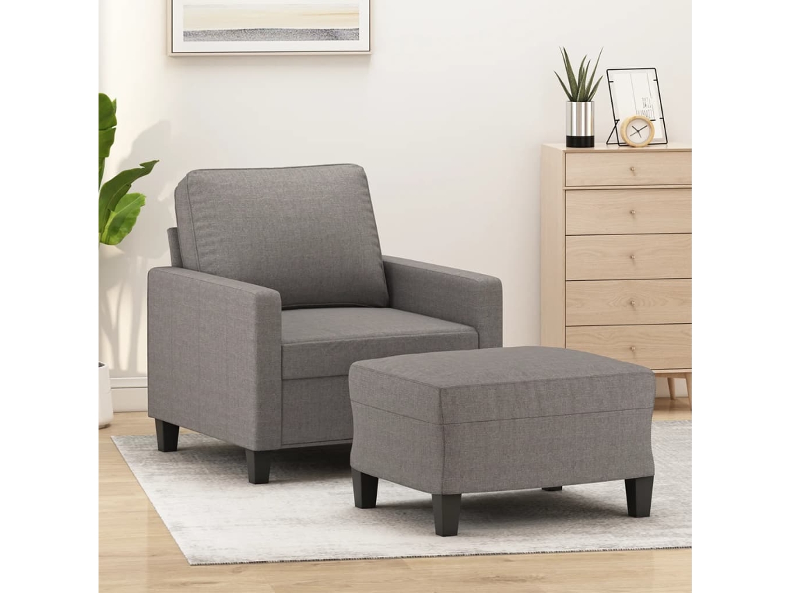 Vidaxl Poltrona Com Apoio De Pés 60 Cm Tecido Cinza-acastanhado
