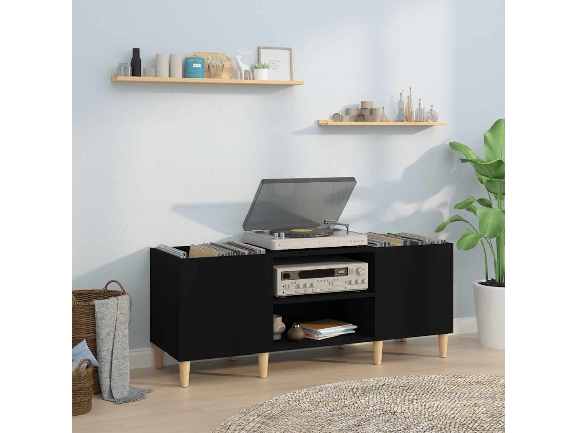 Vidaxl Armário Para Discos 121x38x48 Cm Derivados De Madeira Preto