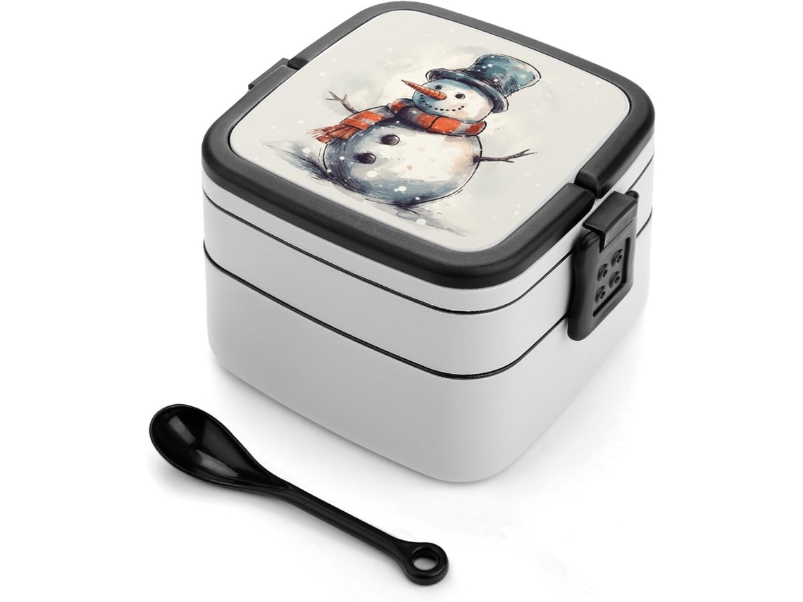 Lancheira Bento Com Desenho De Boneco Neve Feito À Mão, Grande Capacidade, Dupla Camada, Empilhável, À Prova De