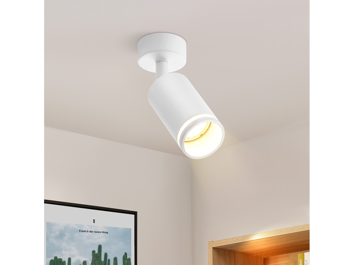 Nettlife Candeeiro De Teto Com Focos Branco 1 Luz Gu10 Moderno Ajustável Metal Para Interior, 40 W, Orientáveis, Para Sala, Quarto