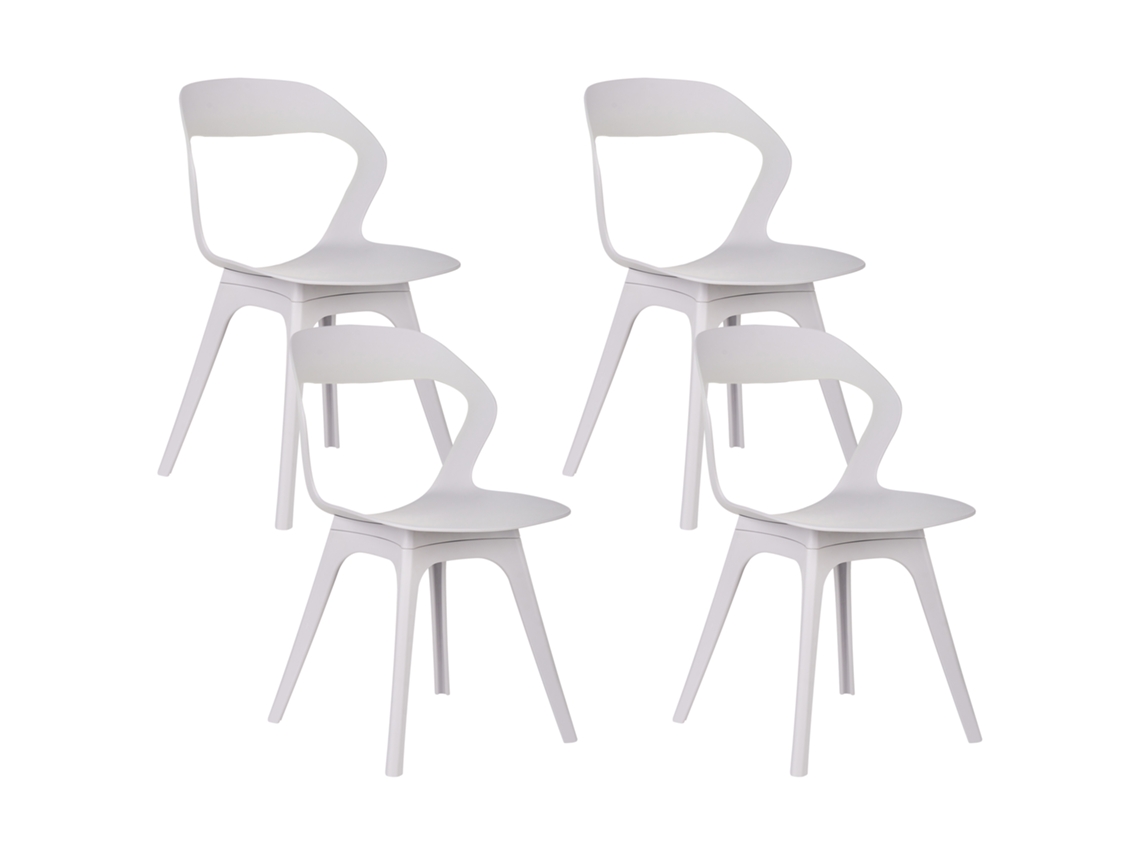 Sillas De Exterior Con Respaldo Recortado Beliani Lachania De Polipropileno Beige 47x45x80