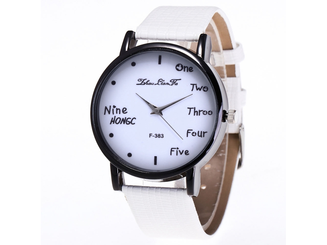 Relógio de Pulsera Feminino Menina de Quartzo com Pulseira de Couro Pu Casual Branco