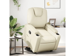 Vidaxl Poltrona Reclinável Elevatória Couro Artificial Cor Creme
