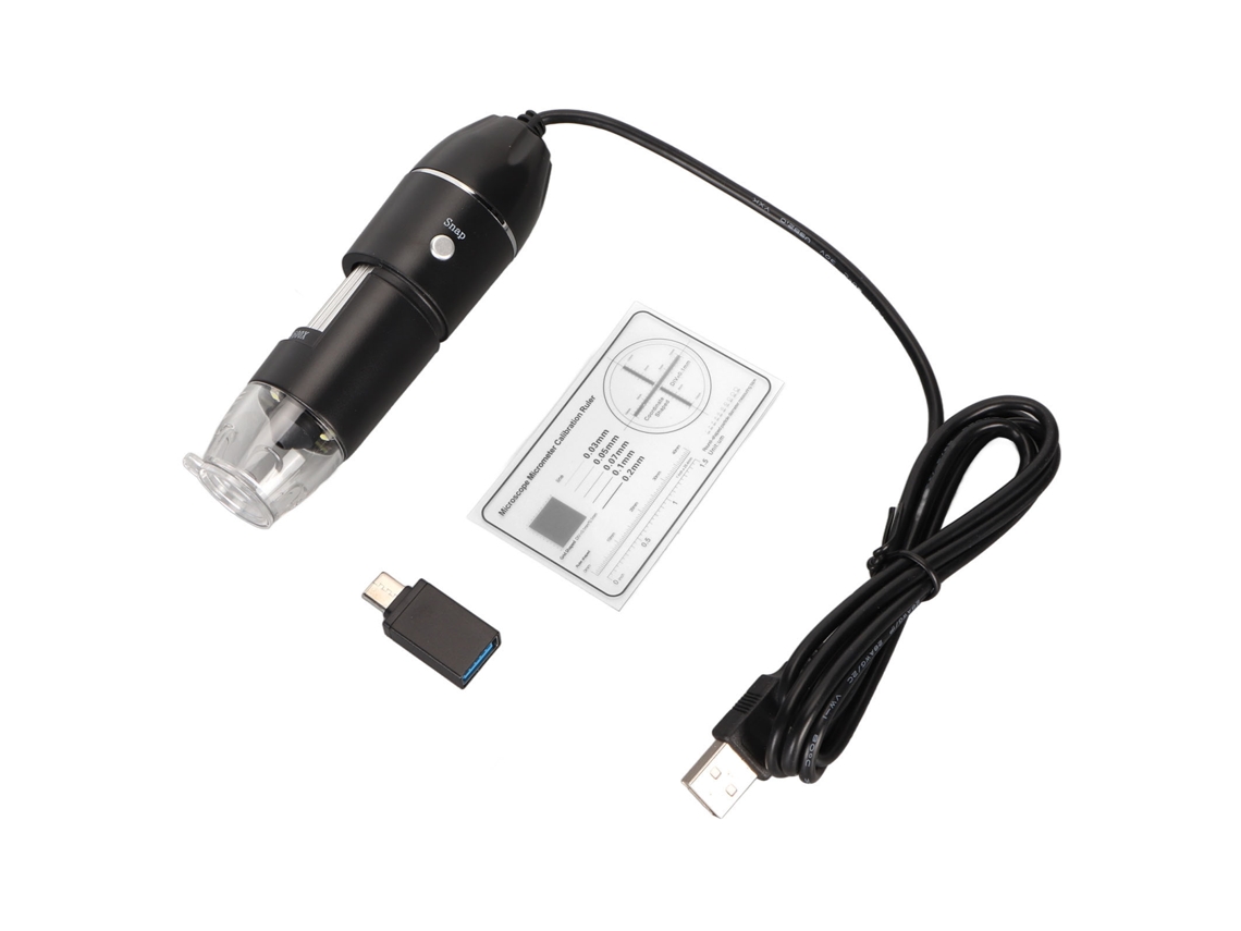 Microscópio Digital Usb Tipo C com Ampliação de 50x a 1600x e 8 Leds, Ideal para Uso em Celulares, Pcs, Crianças BRILVIBERA