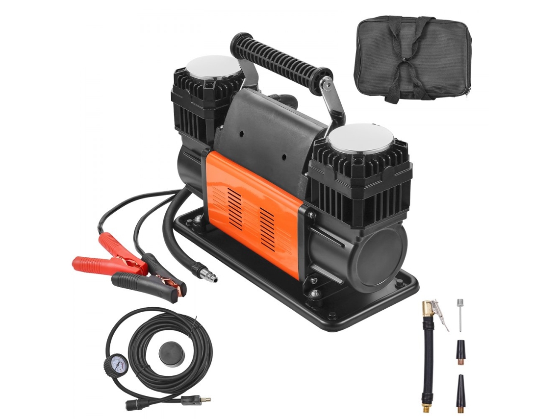 Conjunto De Compressor De Ar Portátil 12v 150psi E Enchedor De Pneus Com Bomba Dupla Tekmaquinas
