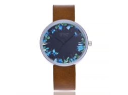 Relógio de Pulso Feminino de Moda com Correia de Pu e Design Impresso Marrom Escuro