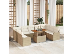 Vidaxl Conjunto De Sofá De Jardim 10 Unid. Bege Rattan Sintético