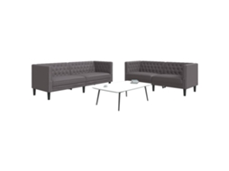 Vidaxl 2 Pcs Conjunto De Sofás Chesterfield Couro Artificial Cinzento