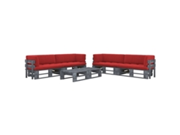 Vidaxl 6 Pcs Conj. Lounge Paletes C/ Almofadões Pinho Impregnado Cinza