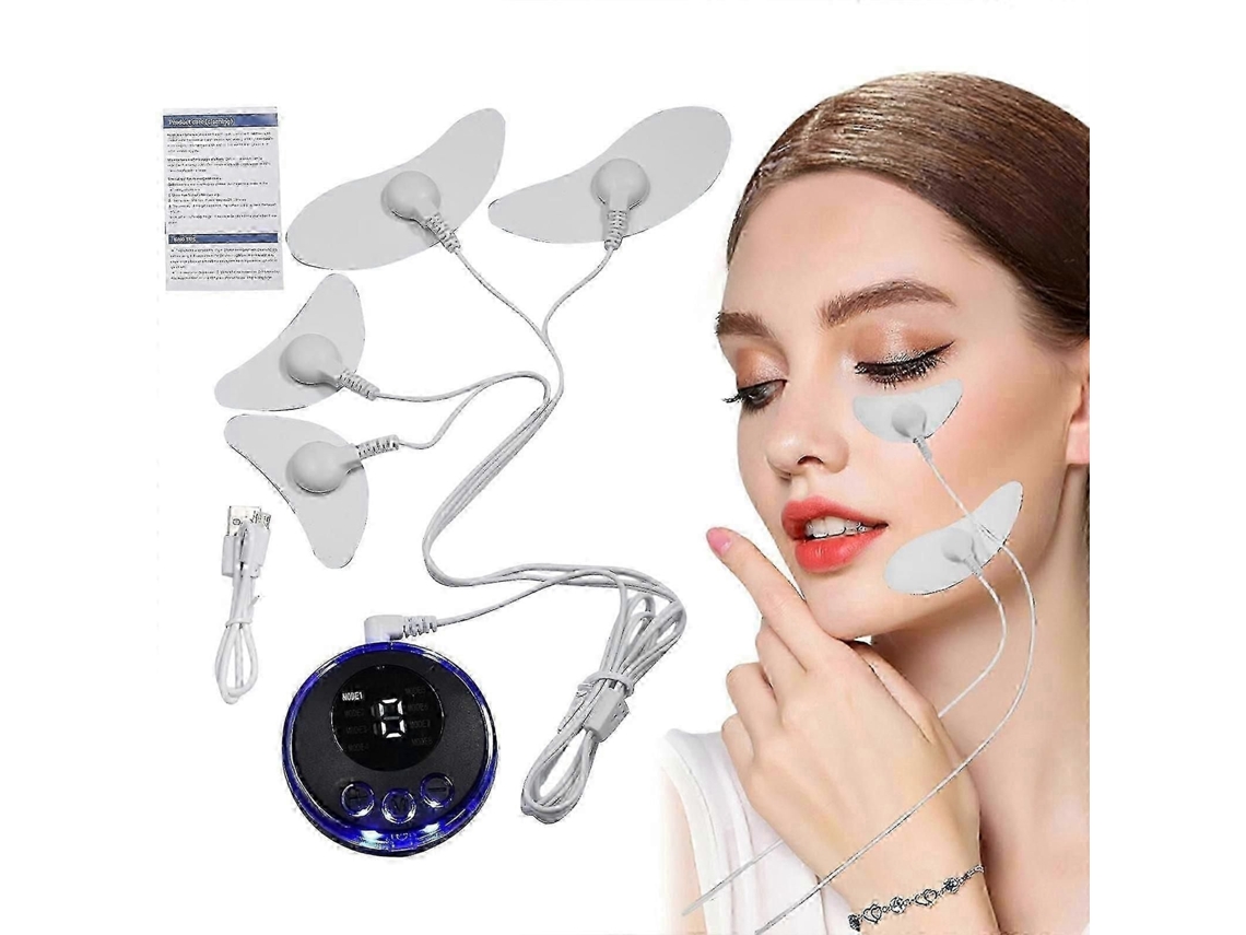 Massageador Facial Firmador Requintado com Eletrodos Adesivos, Eletroestimulador 8 Modos e Massageado R Elétrico de Microcorrente Ems. GOKOCO