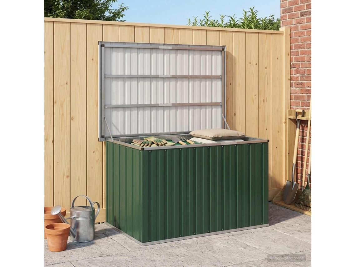 Vidaxl Caixa De Armazenamento Para Jardim Verde 109x67x65 Cm