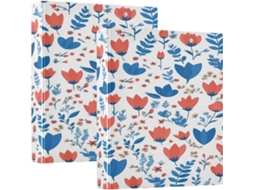 Pasta De Escritório Com Capa Rígida, Estampa Fofa De Tulipas Vermelhas E Azuis, 3, 8cm De Altura, Pacote Com 1 2 Unidades
