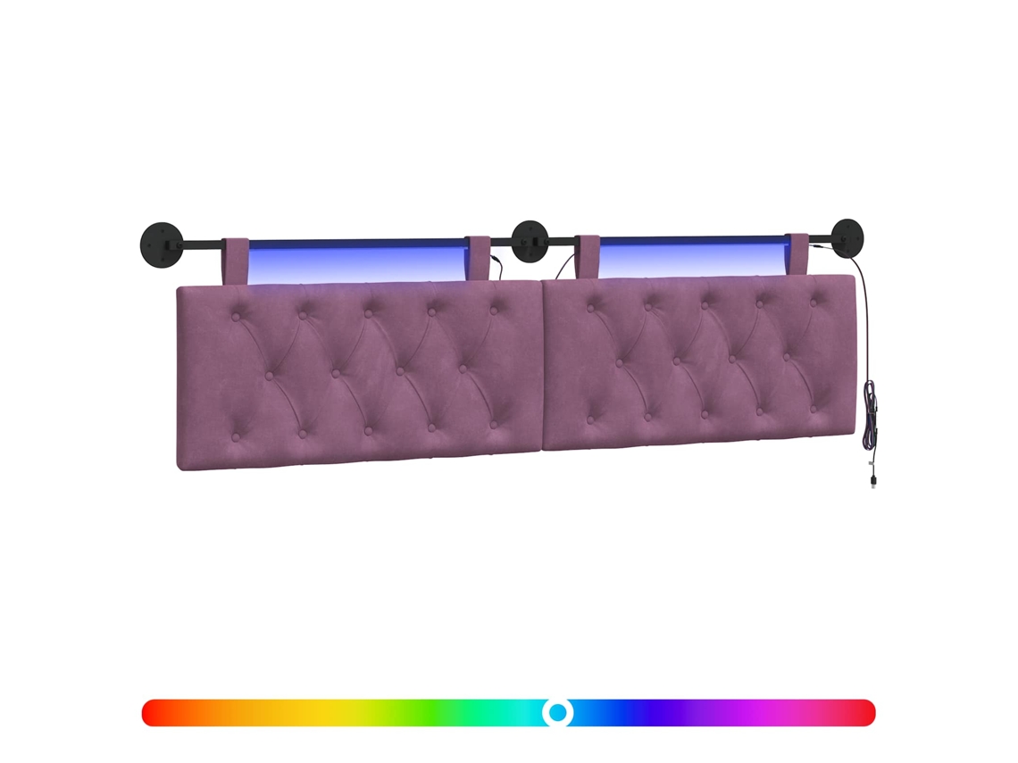 Conjunto 1 Cabeceira Moderna Vidaxl Roxo Veludo (170 X 55 X 7 Cm)