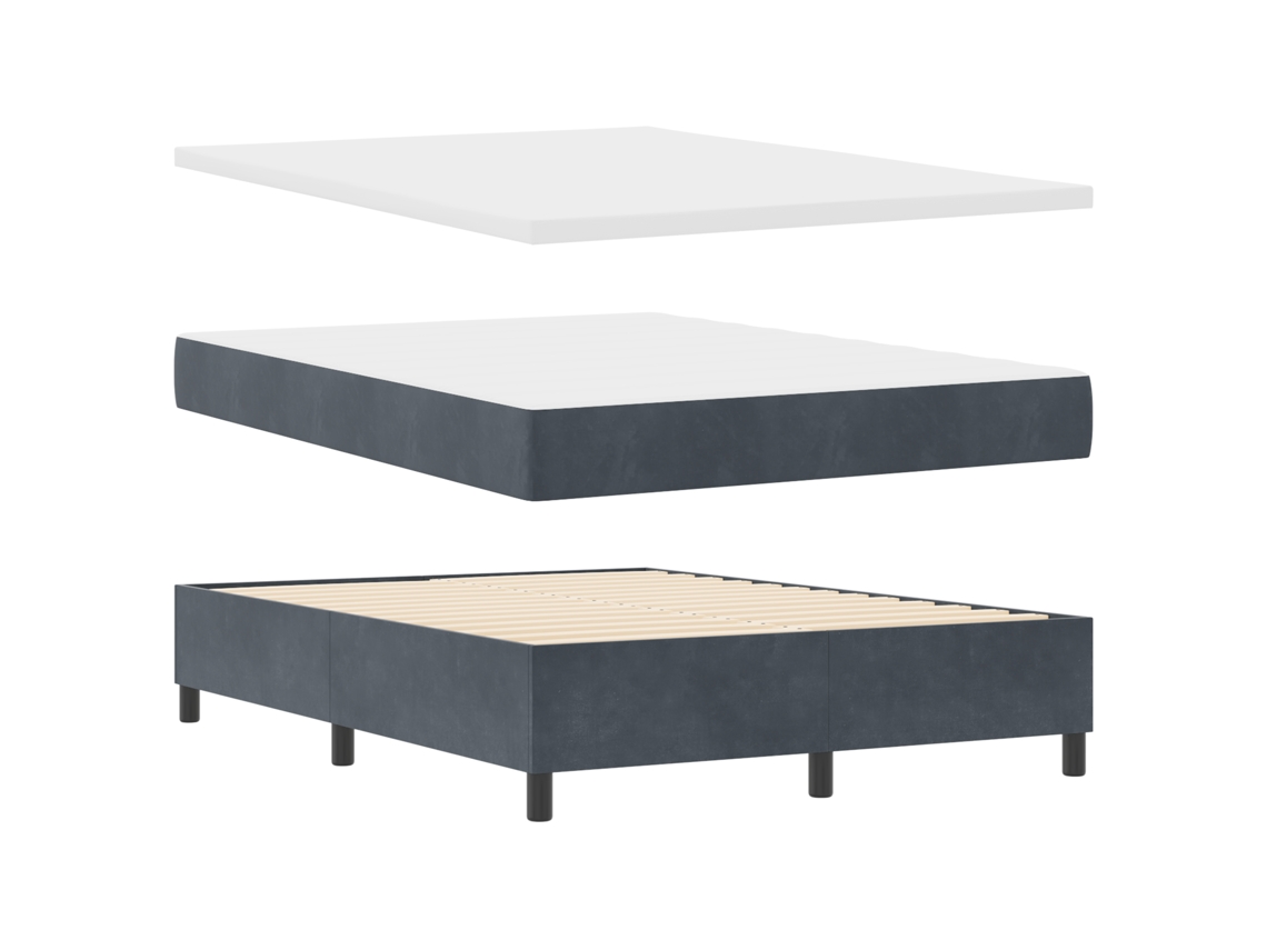 Cama Bospring Com Colchão & Banco Cinza Escuro Veludo Vidaxl Antracite Fabric (140x200 Cm)