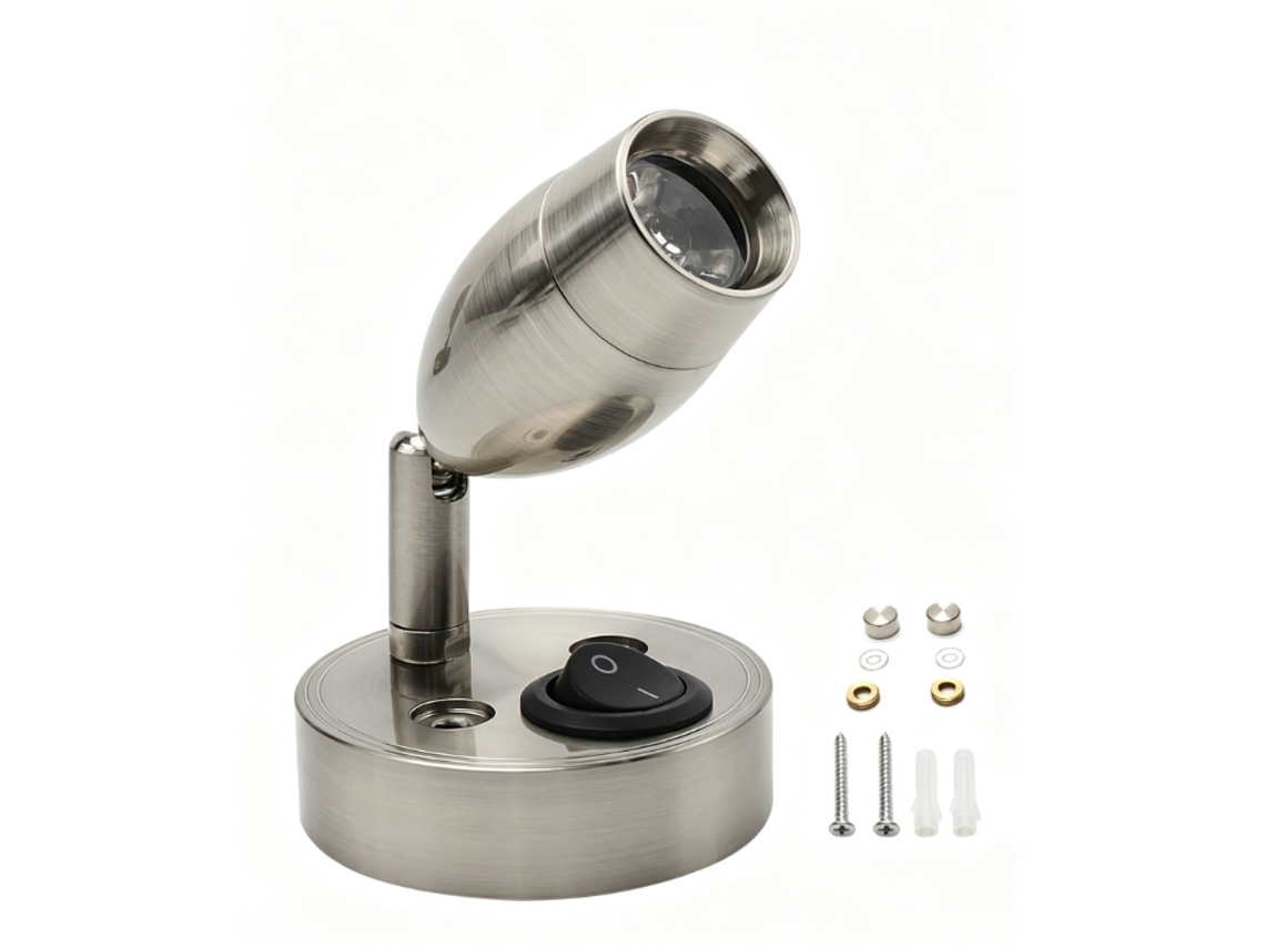Foco De Leitura Led Universal 12v/24v Para Autocaravanas E Iates (branco Quente, 3000-3200k)6*6*10cm