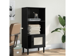 Estante Para Livros | Gabinete De Livros | Estante Senja Aspeto De Vime 60x35x130 Cm Pinho Maciço Preto