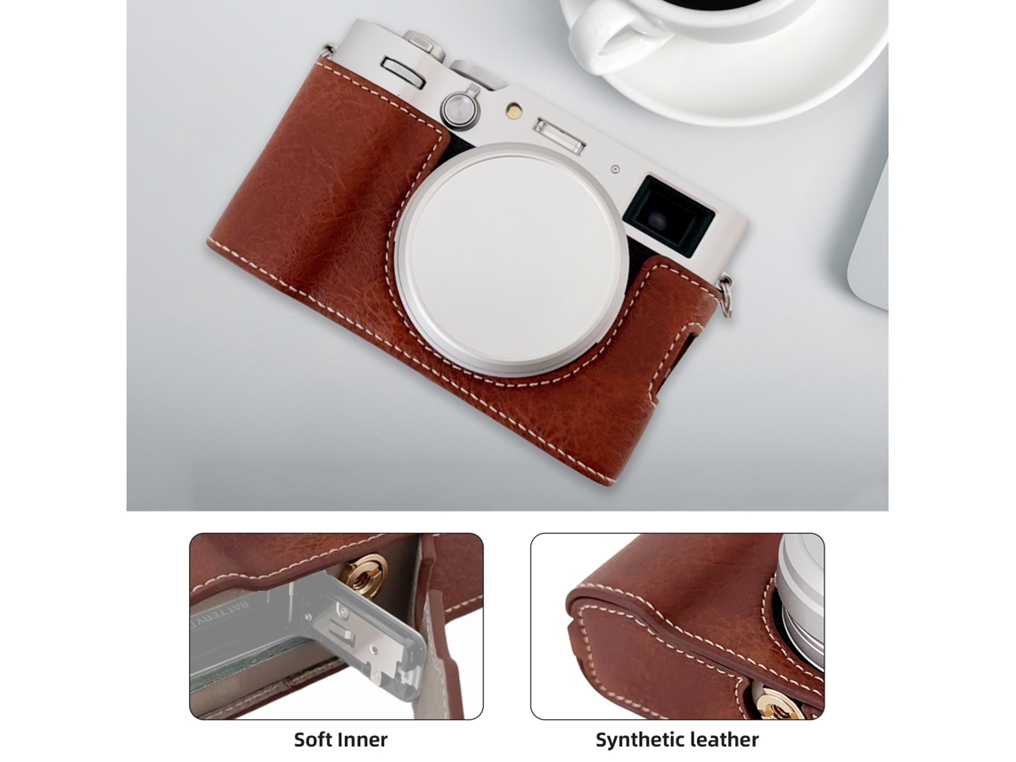 Funda Protectora Portátil Para Cámara Fujifilm X100vi Estilo Retro Com Correia De Ombro E Design De Abertura Inferior