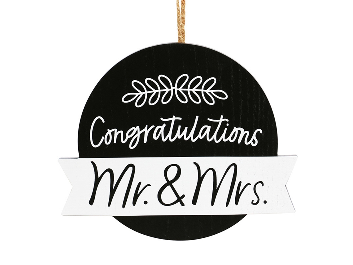 Placa de Madeira Mr. Mrs. com Slogan 3d para Casamento | S/MARCA