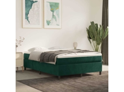 Vidaxl Cama Com Molas/colchão 140x200 Cm Veludo Verde-escuro