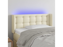 Vidaxl Cabeceira De Cama C/ Led 93x16x78/88 Cm Couro Artificial Crème