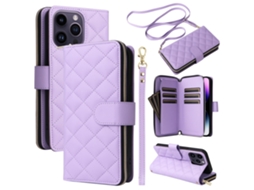 Capa Pega Para Iphone 14 Pro Max Pele Sintética Roxo