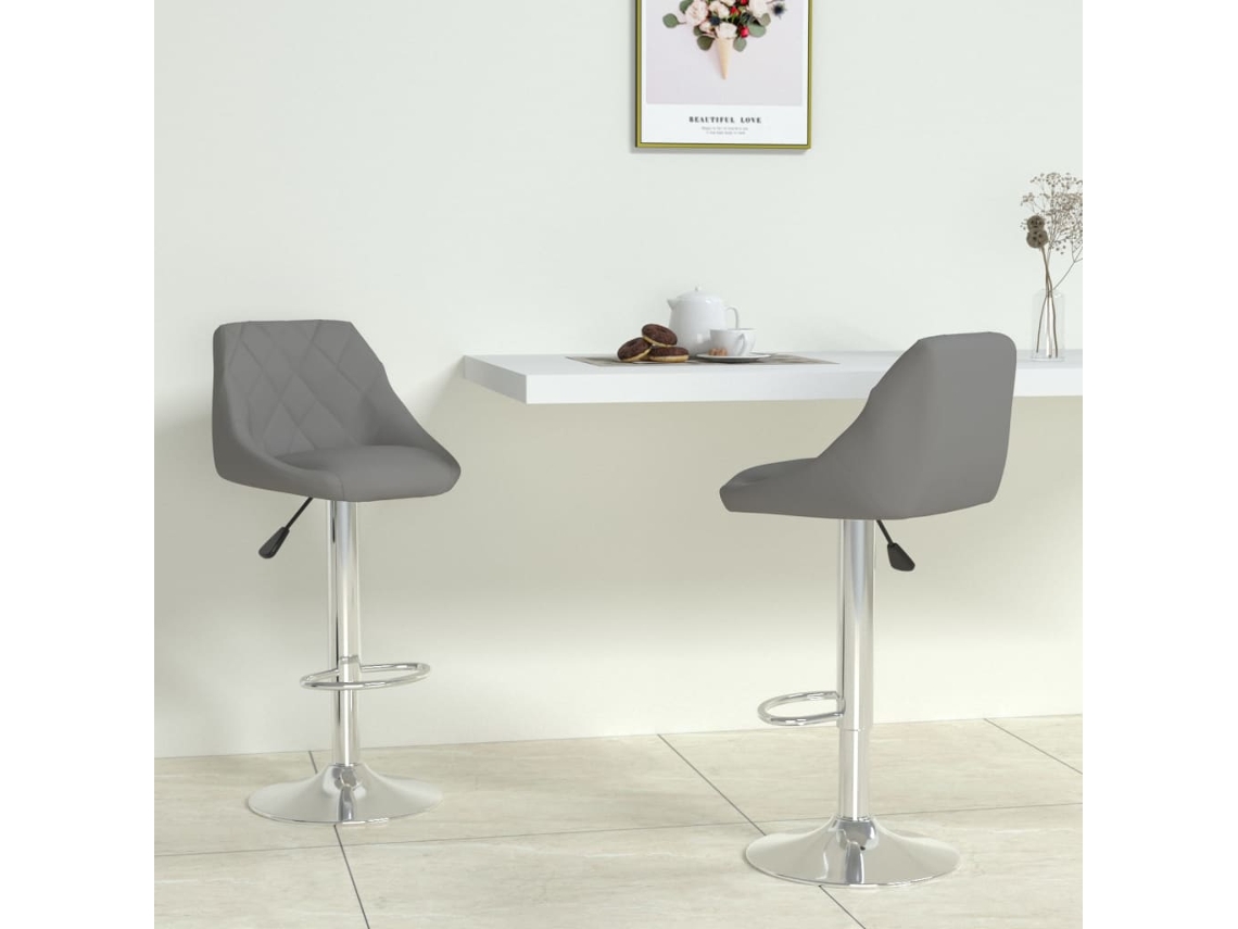 Vidaxl Bancos De Bar 2 Pcs Couro Artificial Cinzento
