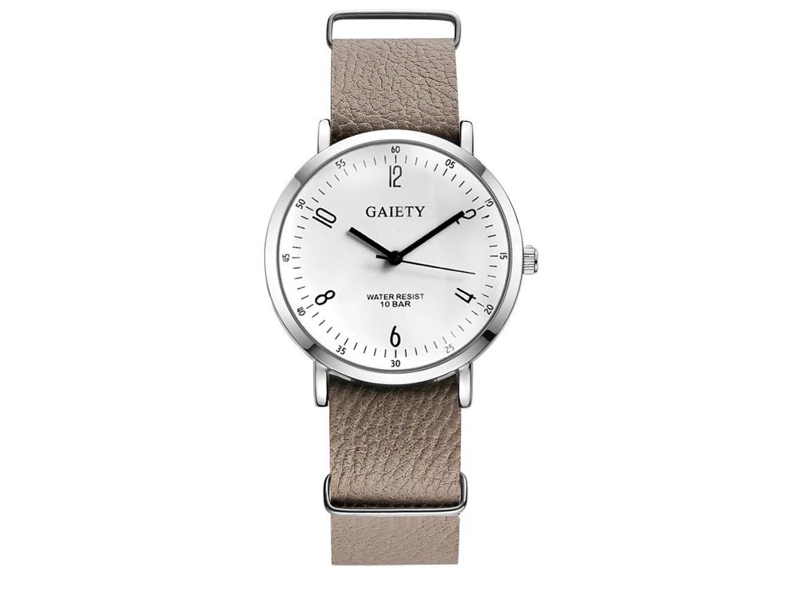 Relógio masculino clássico casual analógico de quartzo com pulseira de PU (cinza)