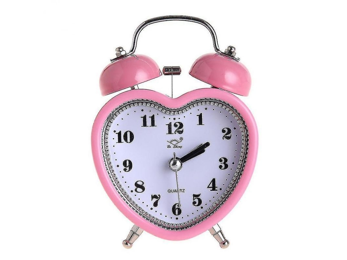 2026 reloj Despertador Corazón Silencioso Con Luz Nocturna Mesa Rosa 8x12x5cm Ueh