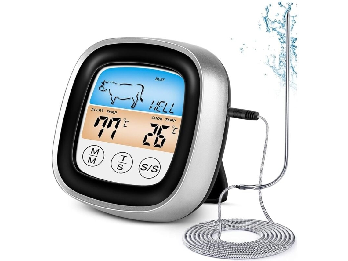 Termómetro Digital Alimentar Lurelia Para Carne E Cozinha Com Sonda, Impermeável, Magnético, Preto