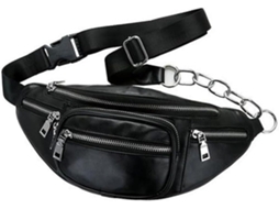 Bolsa De Ombro Esportiva Feminina Em Couro Pu Com Corrente E Compartimento Para Celular.