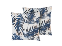 Conjunto De 2 Almofadas De Exterior Beliani Elati De Poliéster Azul Marinho 45x45x10