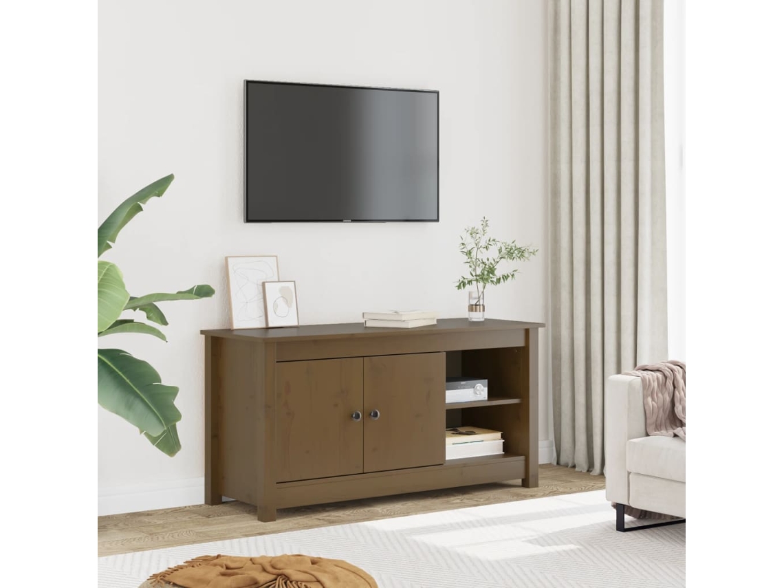 Vidaxl Móvel De Tv 103x36,5x52 Cm Madeira De Pinho Maciça Castanho Mel