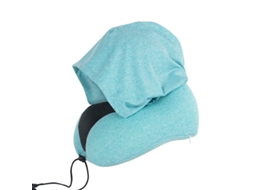Lurelia Almofada Viagem, Espuma Viscoelástica, Formato U, Apoio Pescoço, Capuz, Capa Lavável, Protetores Auriculares, 25x23x15cm, 400g