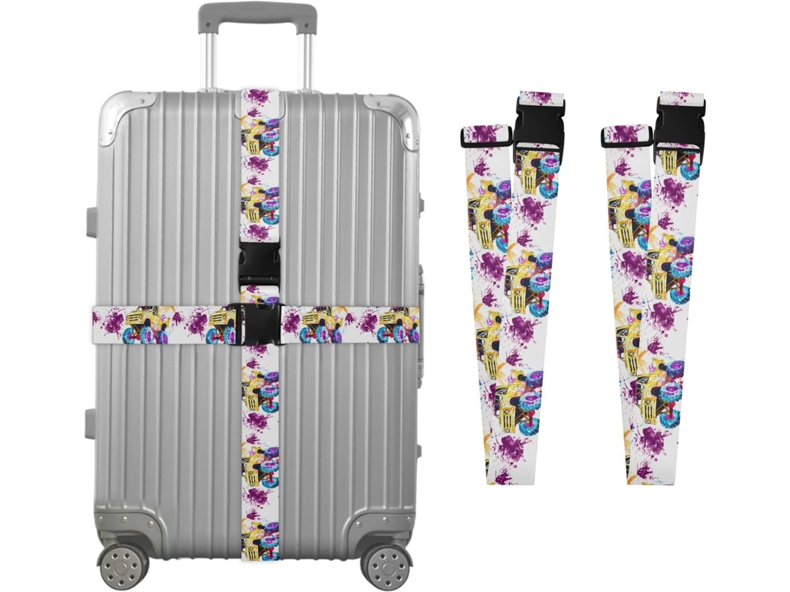 Conjunto De 2 Cintas Bagagem Personalizadas Monster Truck Splash Para Malas Com Fivelas Ajuste