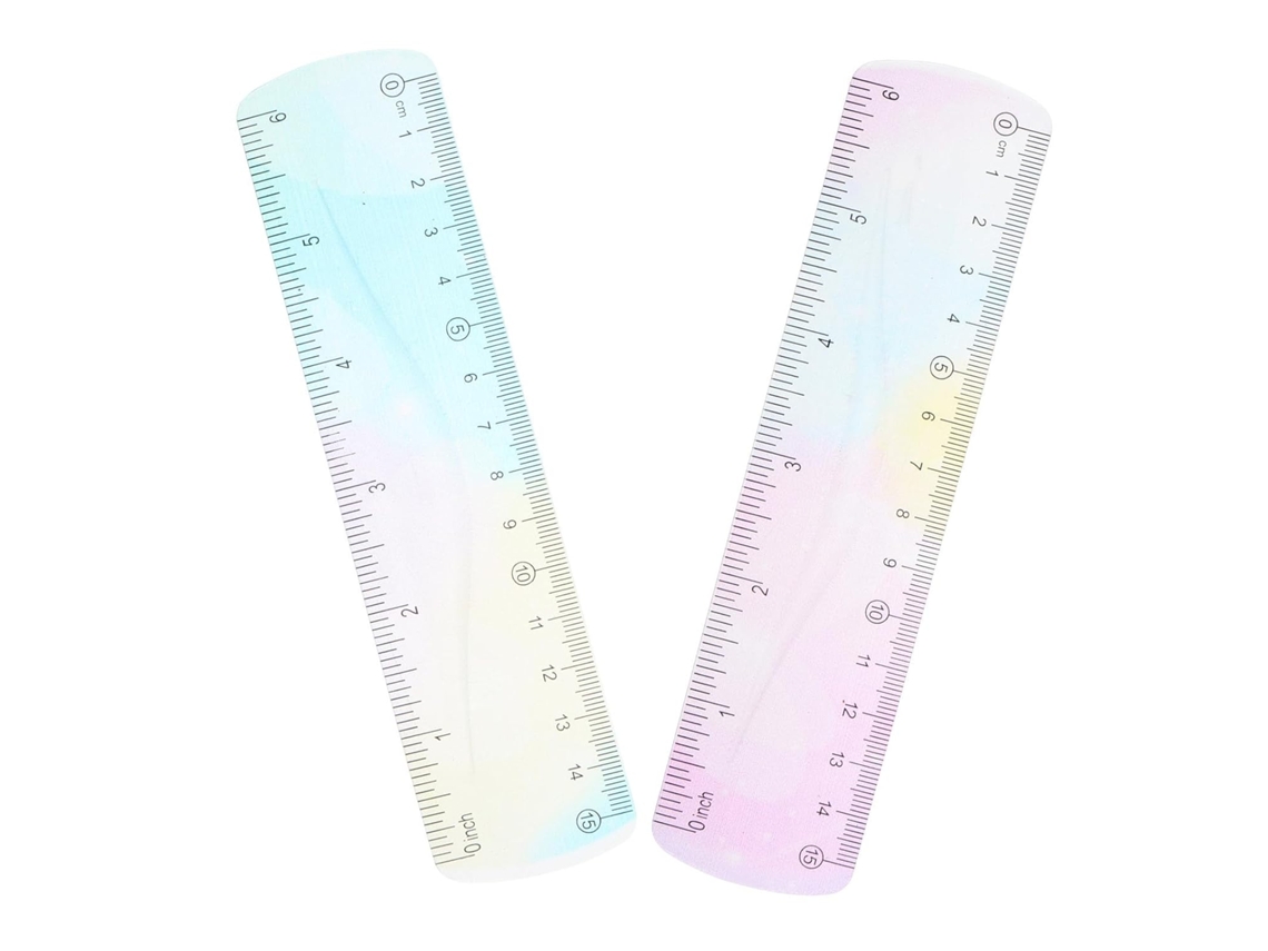 Régua De Pvc Flexível, Durável E Fácil Dobrar, 2 Peças 15 Cm Para