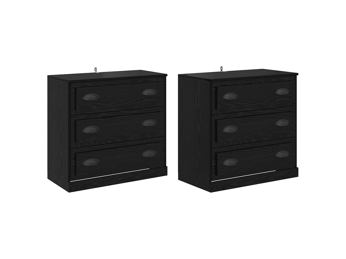 Conjunto 2 Buffet Moderno Vidaxl Preto Derivados De Madeira (70 X 35,5 X 67,5 Cm)
