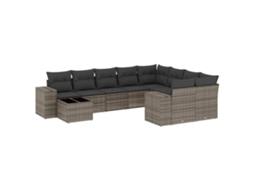 Conjunto de 10 Sofás de Jardim com Almofadões Vime Pe Cinzento MAISON EXCLUSIVE