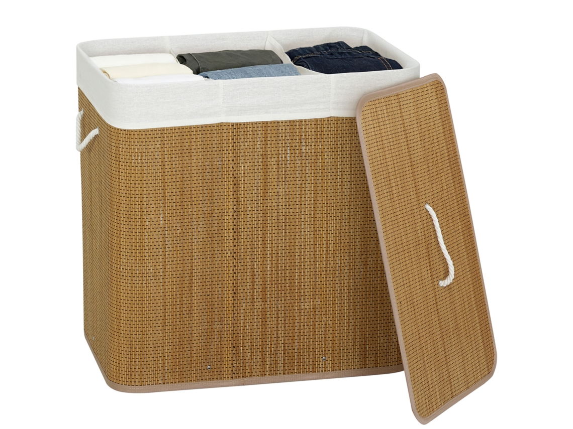 Cesto Roupa Suja Bambu Cor Castanho 60x40x60 Cm Homcom