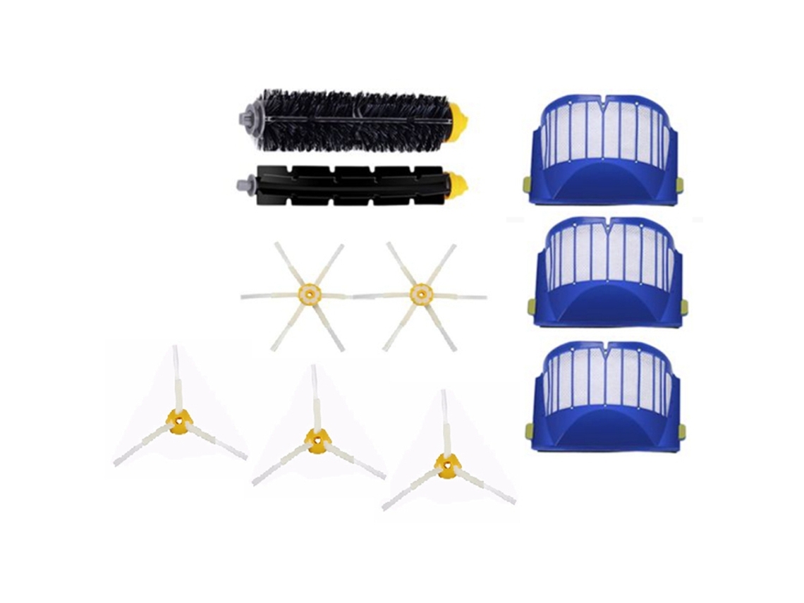 Acessório para Aspiradores IROBOT I Roomba 600 Series 610 620 625 630 650 Bristle&Flexible Beater 3-Armed Filters 10 un