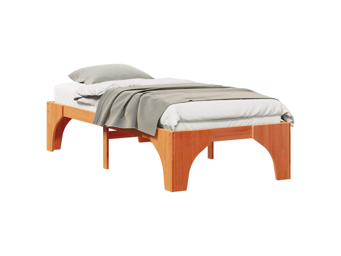 Conjunto 1 Estrutura Da Cama Vidaxl Castanho Madeira De Pinho Maciça (90 X 200 Cm)