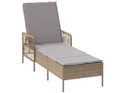 Espreguiçadeira Bege e Cinza Claro Vime Pe MAISON EXCLUSIVE (55x200x92 cm)