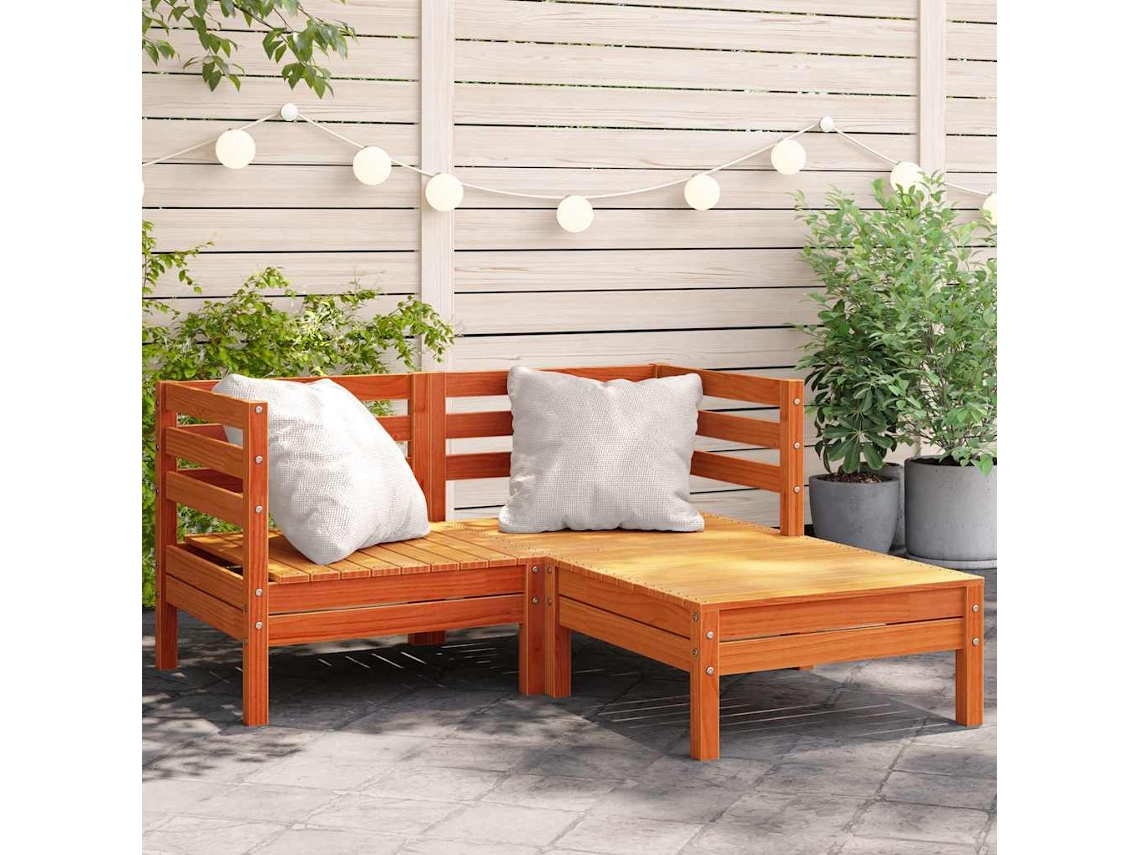 Vidaxl Sofá 2 Lugares P/ Jardim C/ Apoio Pés Pinho Maciço Castanho-mel