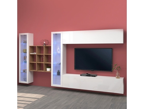 Móvel de Tv Branco 2 Armários e 9 Prateleiras Sala de Estar Eron Wh WEB FURNITURE