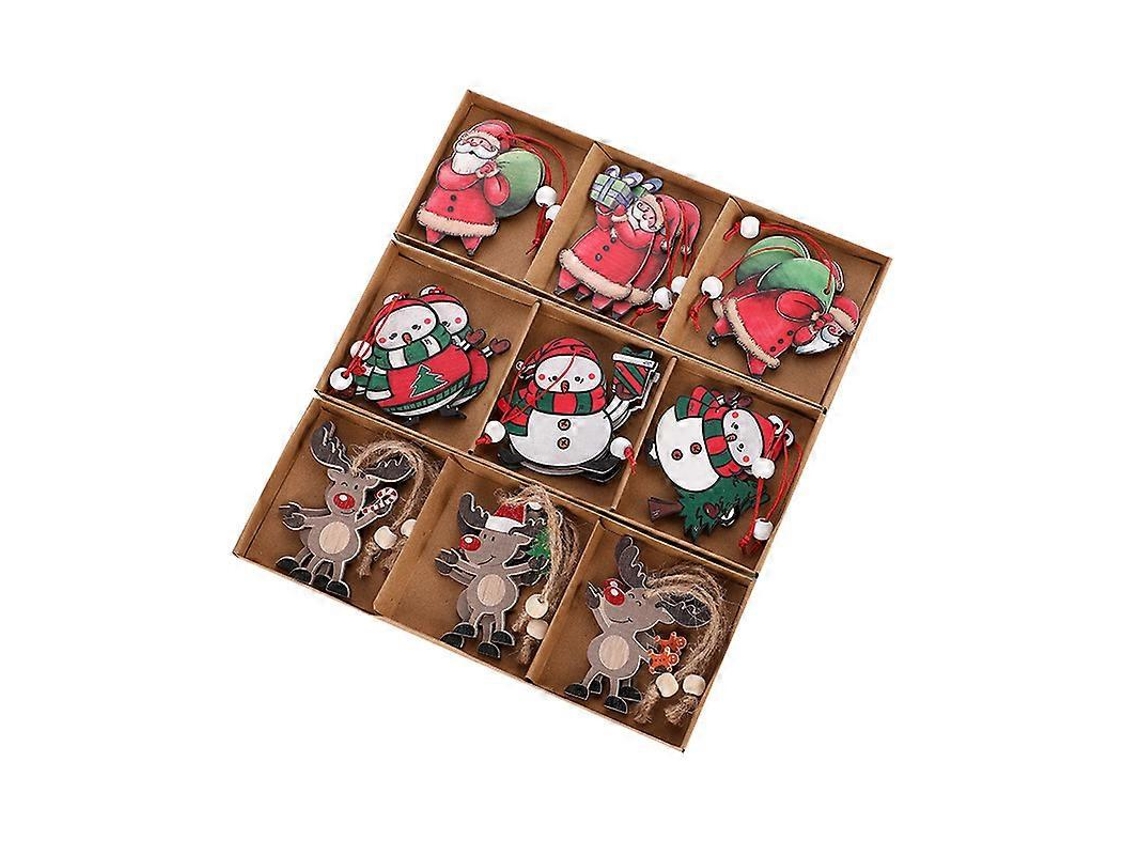 Mini Enfeites De Cristal Pendurados Para Árvore De Natal De Madeira Olysi Shop (9 Peças Vermelhas)