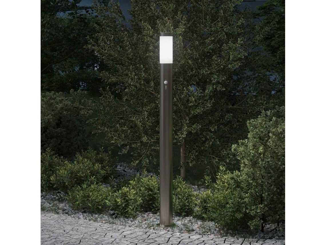 Vidaxl Luminária De Poste Com Sensor, 110 Cm, Aço Inoxidável, Ip44